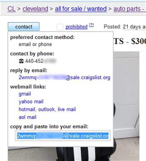 Craigslist gives you the option of copying and pasting this email address into an email application that you will open on your own, or you can. . Contact craigslist phone